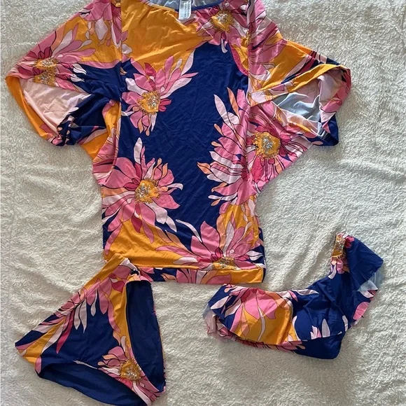 Trina Turk Pink and Orange Floral Swim Set - Picture 1 of 1
